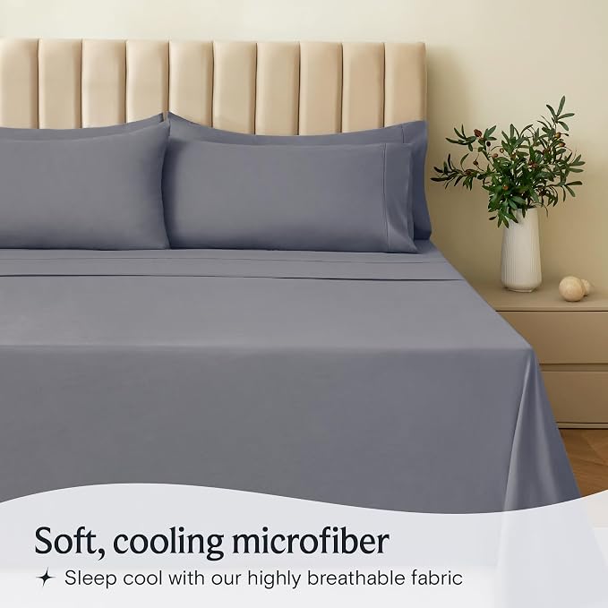 LuxClub 4 PC Full Sheet Set, Deep Pockets Wrinkle Free Cooling Bed Sheets Hotel - Image 3