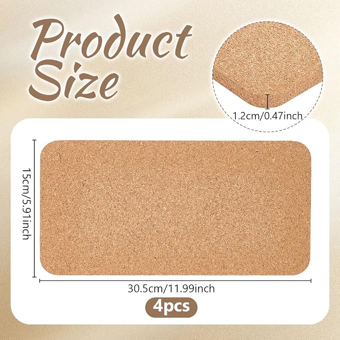 OLYCRAFT 4Pcs Rectangle Bulletin Boards 6x12 Inch Non Self-Adhesive Wood Cork - Image 2