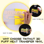 Tintnut Yellow Puff Heat Transfer Vinyl Roll, easy cut & weed, stretch washable - Image 3