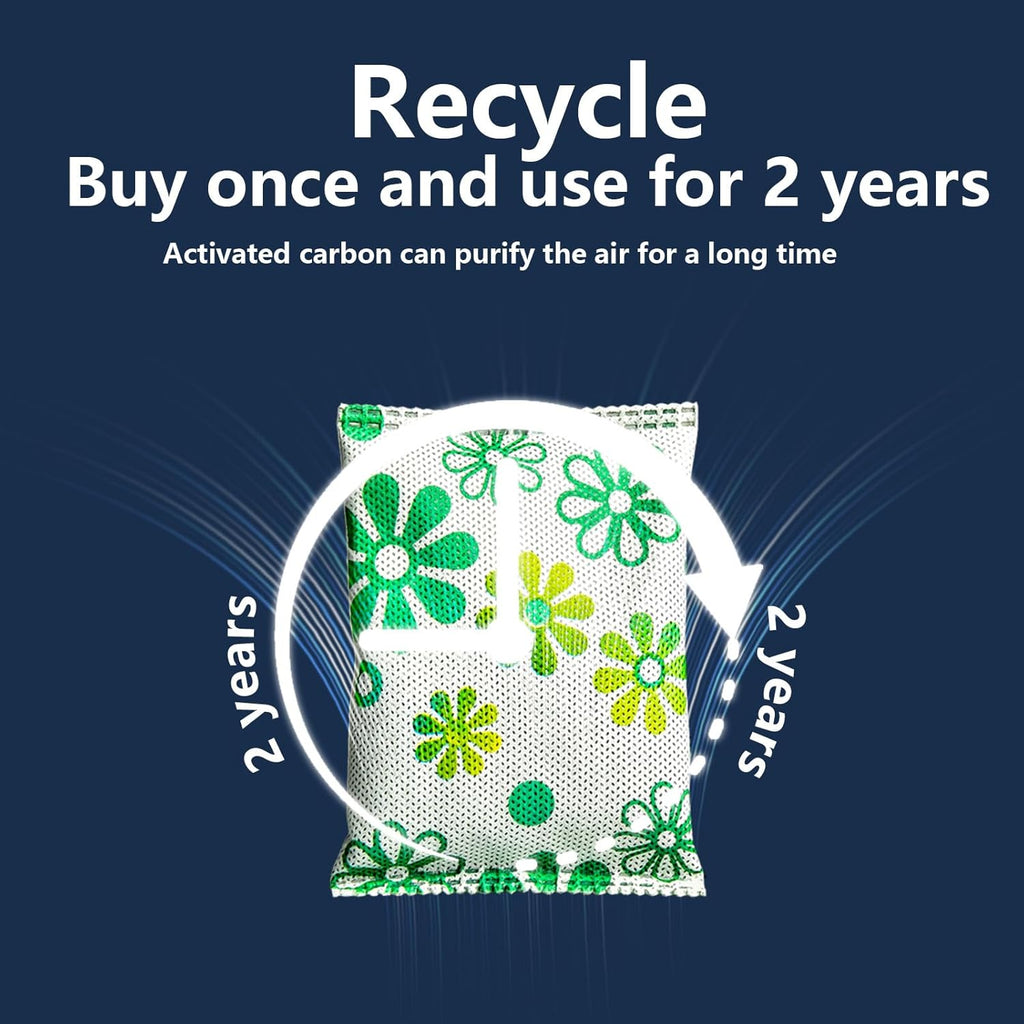 12 Pack Activated Charcoal Odor Absorber,Refrigerator Deodorizer,Odor Eliminator for Home,Pet,Car,50g/Pack