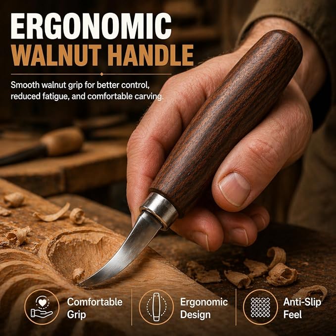 Deluxe Wood Carving Kit, High-Carbon Steel Knives, Safety Gloves, Woodworking - Image 5