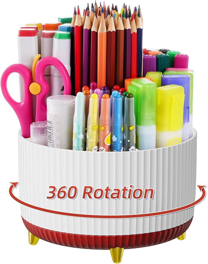 Marbrasse Desk Organizer, 360-Degree Rotating Pen Holder, Desk Organizers and by Marbrasse