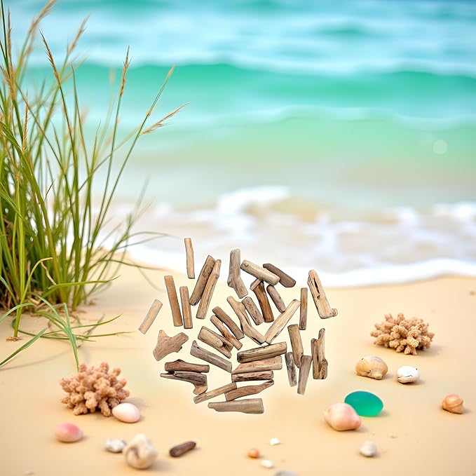 20 Pcs Natural Driftwood Pieces Branch Slices Craft Sticks Beach Decor - Image 2
