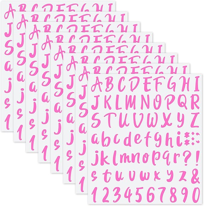 Outus 576 Pcs 8 Sheets Letters Stickers Vinyl Alphabet Number Decals Back to by Outus