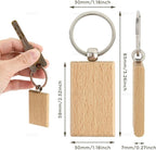 AUEAR, Blank Wooden Key Chain Wood Keychain Key Ring Key Tags Personalized EDC - Image 2