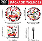 50 Guests Two Fast Birthday Plates and Napkins Party Supplies Racing Car Party - Image 2