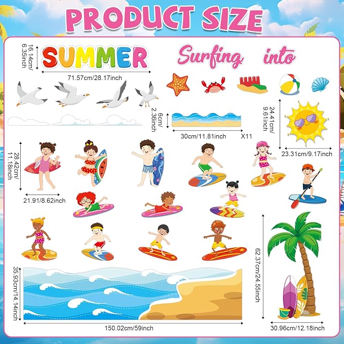 Summer Bulletin Board Classroom Decorations Surfing into Summer Bulletin Board - Image 2