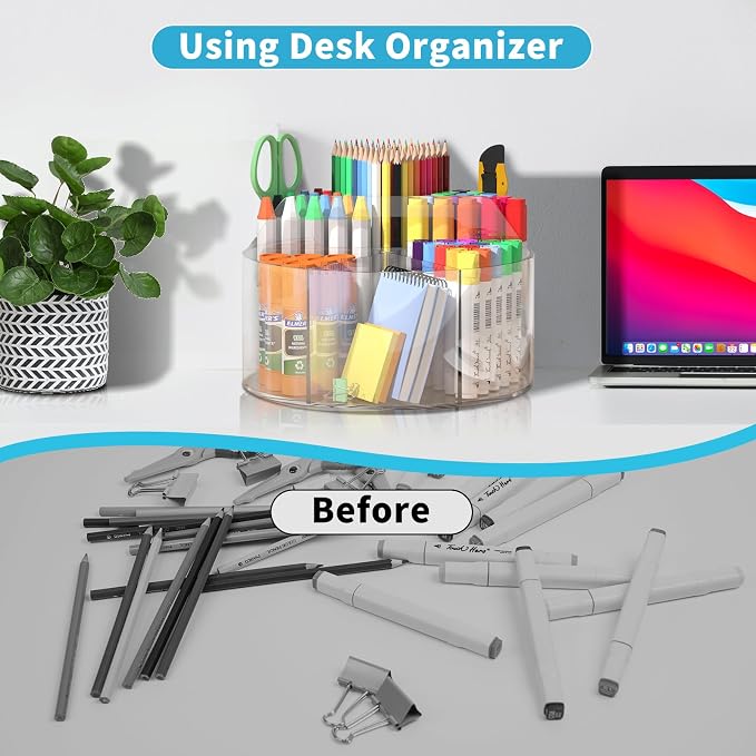 Acrylic Desk Organizer Clear Pen Holder 2 Packs, 360 Degree Pencil Holder - Image 5