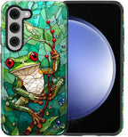 for Samsung Galaxy S23 Plus Case, Frog Stained Glass Pattern Glossy 2 in 1 - Image 2