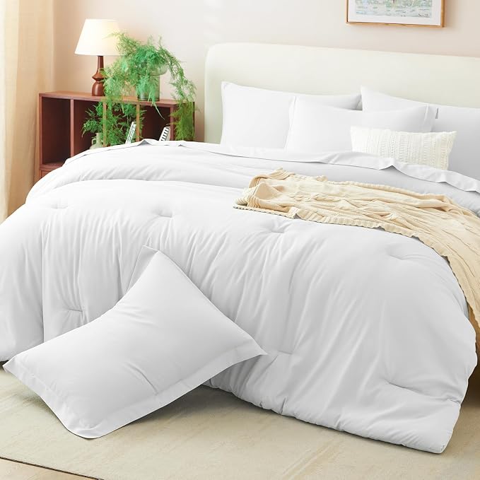 CozyLux Full Comforter Set White, 7 Pieces Bed in a Bag Soft Bedding Comforter - Image 9