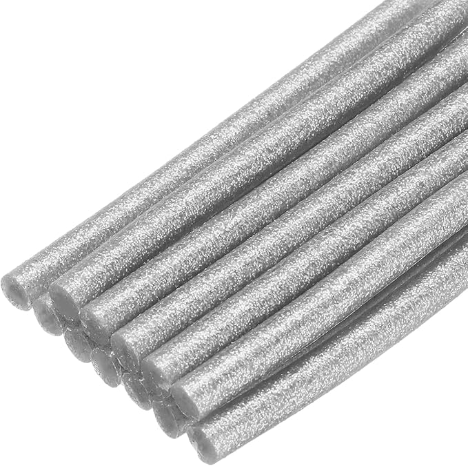 uxcell Mini Hot Glue Sticks for Glue Gun 7mm x 100mm Glitter Silver 12pcs by uxcell
