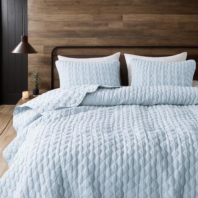 WDCOZY Light Blue Twin Size Quilt Bedding Set - Image 8