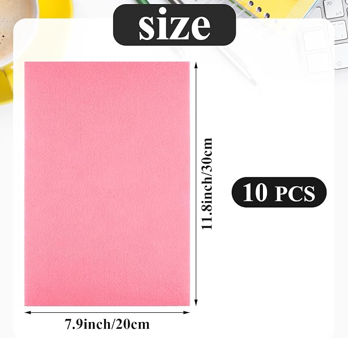 10PCS Pink Self Adhesive Felt Fabric Sheets Sticky Felt Sheets - Image 2
