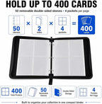 4 Pocket Card Binder with 50 Removable Sleeves, Holds 400 Cards | 3 Ring Zipper - Image 7
