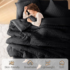 MUXHOMO 5 Pieces Twin Comforter Set, Seersucker Bed in a Bag Twin Size - Image 2