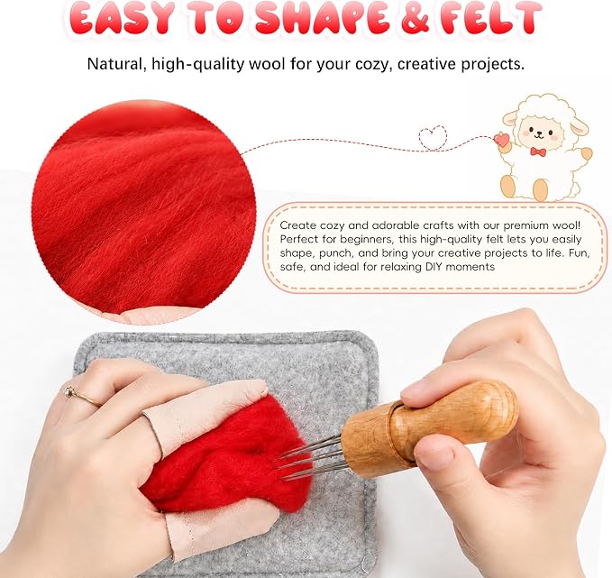 3.53oz Wool Roving: Needle Felting Wool White Roving Wool Felting Supplies Pure - Image 3
