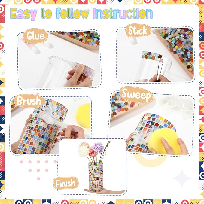 LemonRoad 2 Set DIY Mosaic Vase Kit Gifts - Image 3