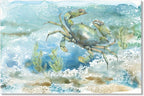 Nautical Wall Decor Green Crab Canvas Painting Ocean Bathroom Decor Sea Grass by JAPOART