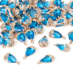 FASHEWELRY 50Pcs Faceted Teardrop Glass Pendants Transparent Crystal Drop Charms by FASHEWELRY