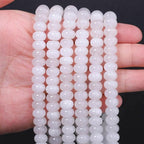 Songxi 5x8mm Natural Clear White Jade Stone Rondelle Beads, Gemstone by SongXi