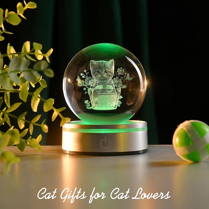 IFOLAINA Cat Themed Gifts for Women 3D Crystal Ball for Her Mom Girls | Cat - Image 4