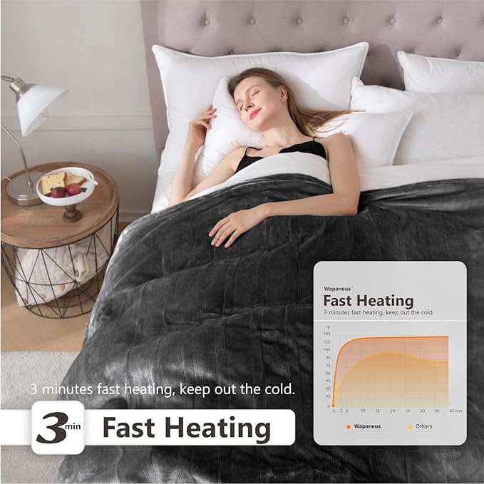 Wapaneus Heated Blanket Full 72" x 84" Electric Throw 10 Heating Levels 12 - Image 7