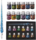 mancola Glass Dipped Pen Ink Set Handmade Crystal Calligraphy Pen by mancola