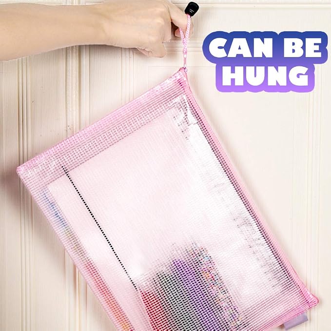 LEOBRO Mesh Zipper Pouches Bags, A4 Mesh Bags - Image 5