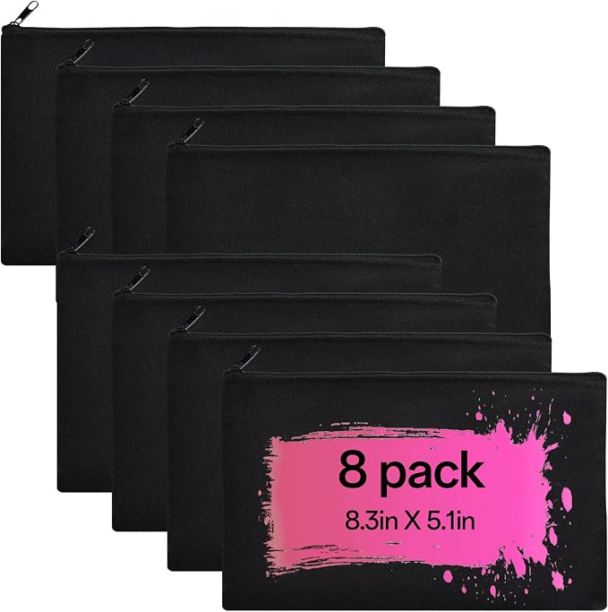 ZeeDix Canvas Zipper Pouch Bulk – 8.3 x 5 Inches Cotton Canvas Pouches by ZeeDix