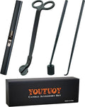 4 in1 Candle Accessory Set with Rechargeable Candle Lighter, Candle Wick Trimmer, Candle Wick Snuffer, Candle Wick Dipper, Candle Care Kit (Matte Black)