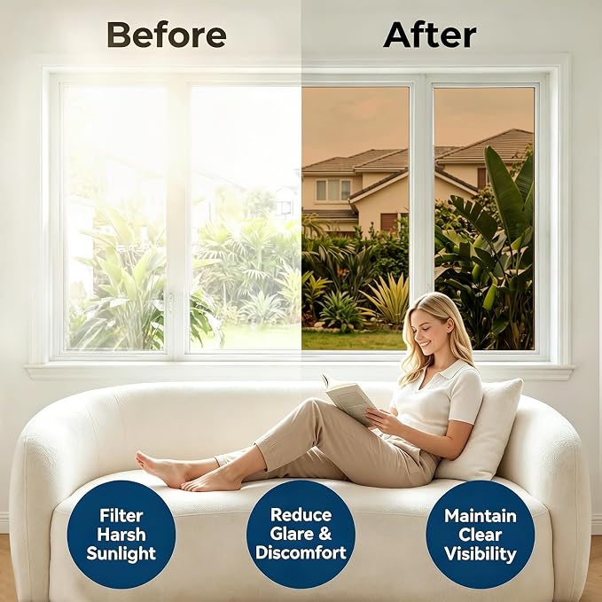 Coavas Window Privacy Film Daytime See Out Not in, 83% UV Blocking Heat Control - Image 3