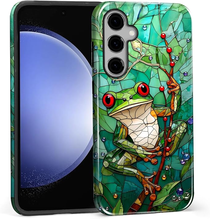 for Samsung Galaxy S25 FE Case, Frog Stained Glass Pattern Glossy 2 in 1 - Image 3
