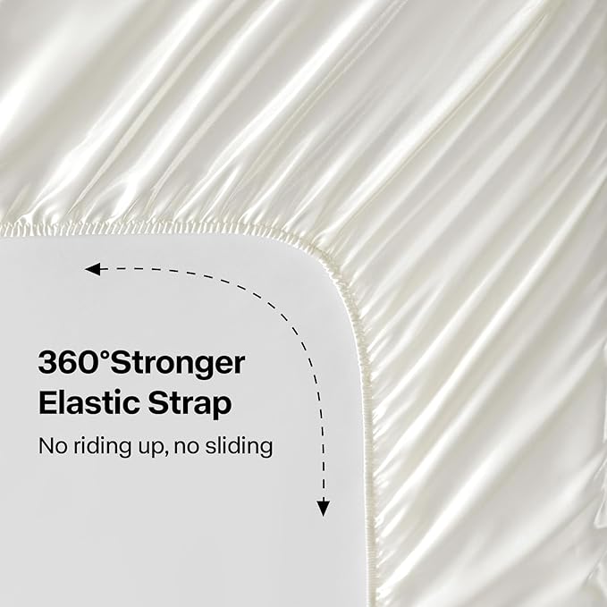 BEDELITE California King Sheets Set, Luxury Soft Ivory White Satin Sheets - Image 5