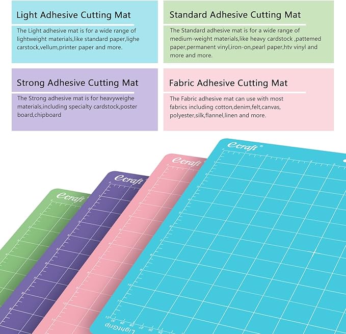 Ecraft 8-Pack 12x12 Cutting Mats, Standard/Strong/Light/Fabric Adhesive - Image 4