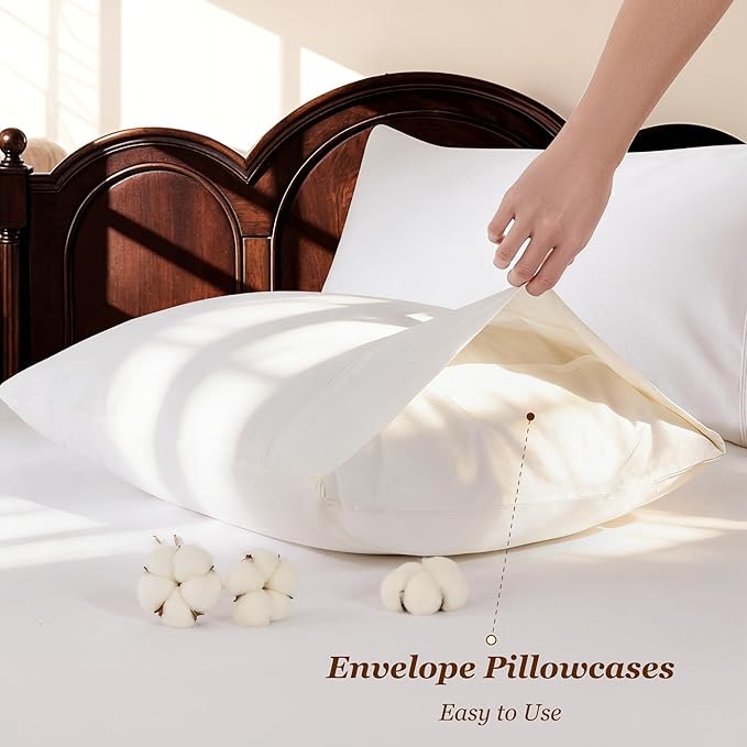 LBRO2M 100% Cotton Sheets Set Deep Pocket 19", 1000 Thread Count California - Image 6