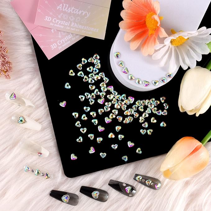 Allstarry 100pcs Flatback Rhinestones Heart-Shaped Irridescent Face Gems Eye - Image 7