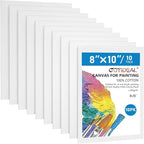 GOTIDEAL Canvas Boards, 8x10 inch Set of 10, Gesso Primed White Blank Canvases by GOTIDEAL
