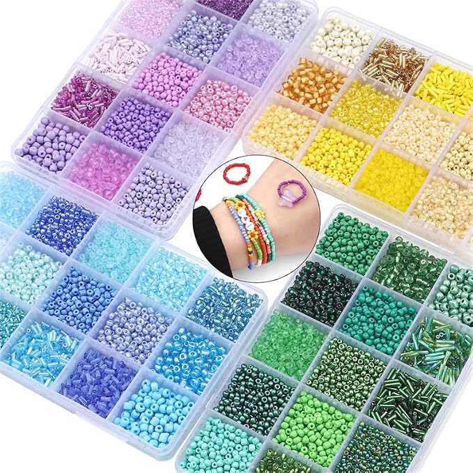 15 Color Glass Seed Tube Bugle Beads Bracelet Jewelry Making Kit, small - Image 5
