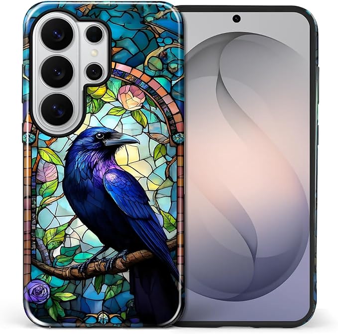 for Samsung Galaxy S26 Ultra Case, Crow Faux Stained Glass Pattern Glossy 2 in - Image 2