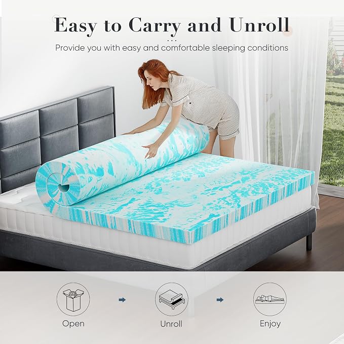 DUMOS Mattress Toppers Memory Foam Full, 4 Inch Thick Bed Topper Pad Cooling - Image 3