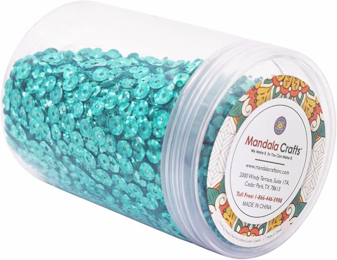 Mandala Crafts 6mm Cup Holographic Peacock Green Sewing Embroidery Sequins | - Image 4