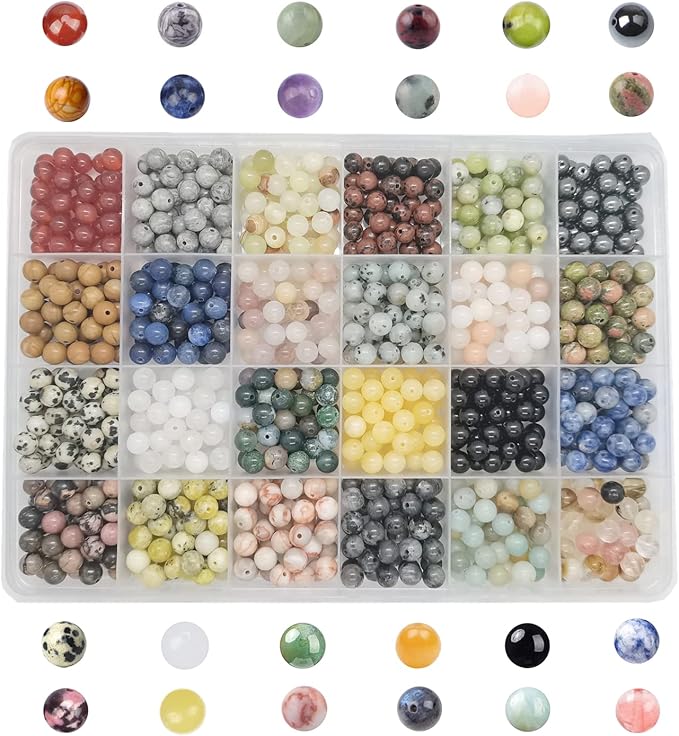 960pcs 6mm Natural Gemstone Beads Crystal Bracelet Jewelry Making Kit | by GangGangHao