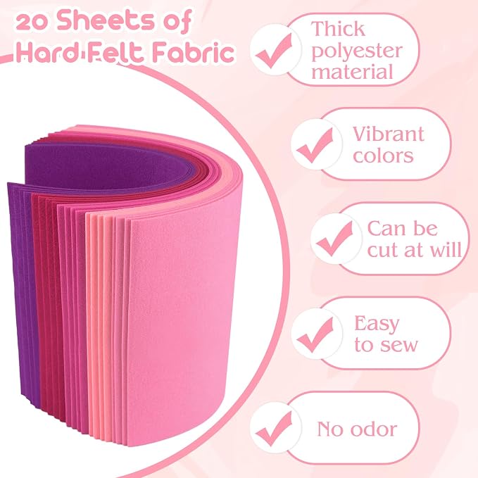NEBURORA 20 Pcs 2mm Thick Stiff Felt Sheets - Image 3