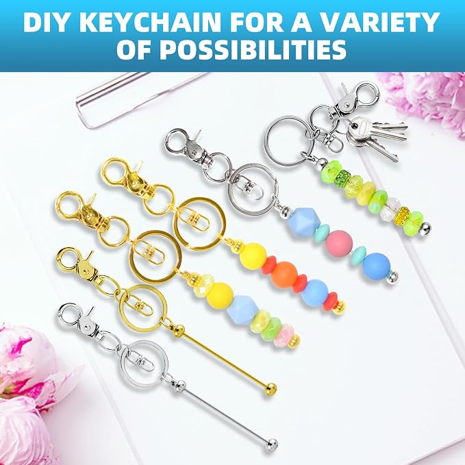40 Pcs Beadable Keychains Bulk Kit – DIY Keychain Making Supplies - Image 5
