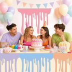 8 PCS Art Themed Party Table Skirt Back to School Felt Table Skirts Pastel Felt - Image 4
