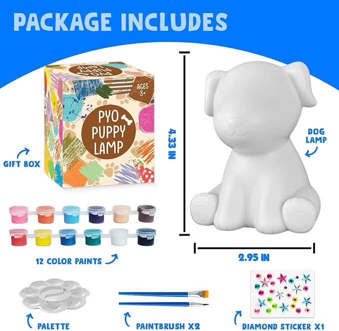 Goody King Paint Your Own Dog Lamp Kit, DIY Night Light, Crafts - Image 2