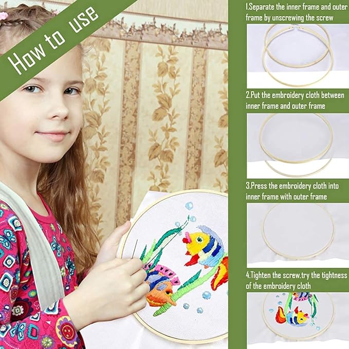 Caydo 7 Pieces 7 Sizes Embroidery Hoops Set 4 inch to 12 inch Circle Cross - Image 4