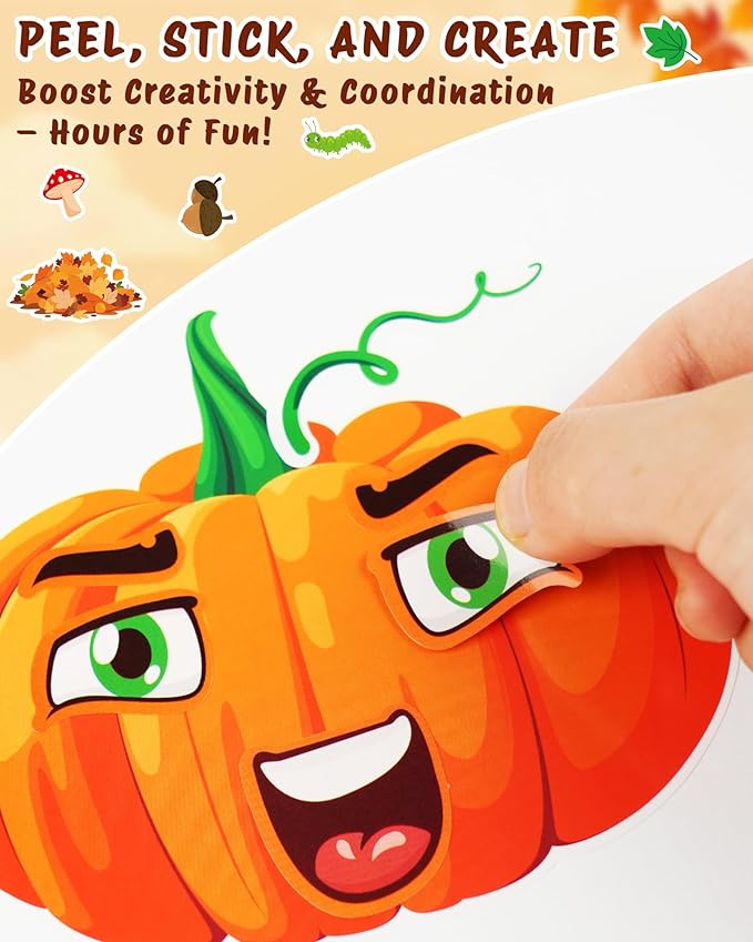 Aowplc 48 Sheets Fall Make a Face Stickers, 12 Designs Fun Fall Crafts - Image 3