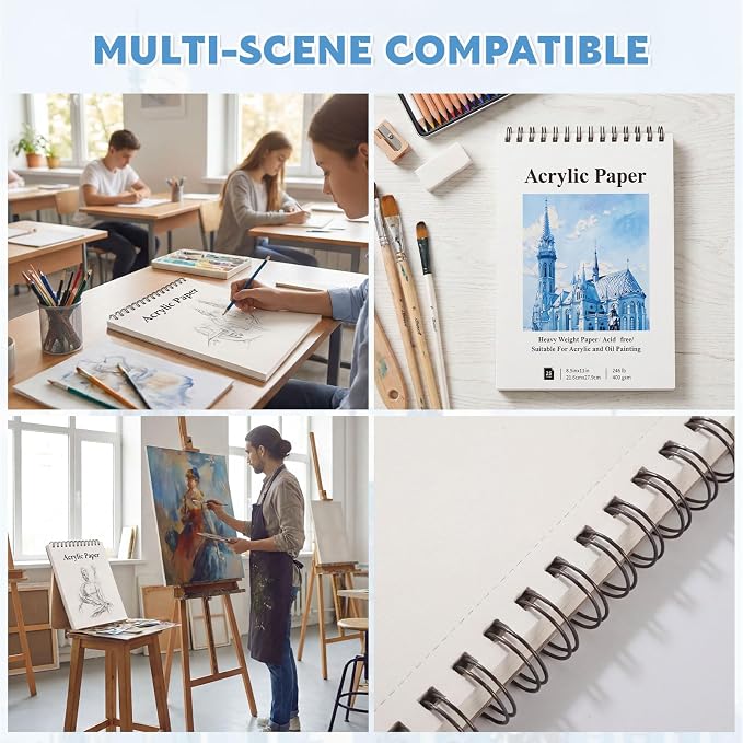 Acrylic Paper Pad 8.5 x 11 in, 25 Sheets, Top Spiral Bound | Heavy 246Lb Paper - Image 6