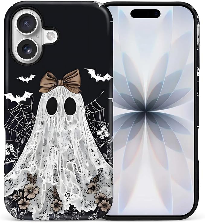 Case for iPhone 17, Scratch Resistant Hybrid Double Layer Hard Shell，Lace Ghost by Toulas